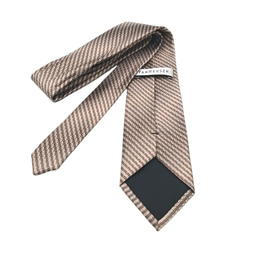 Van Heusen Thin Stripe Tie Mens Short 56” Metallic Textured Designer Classic New